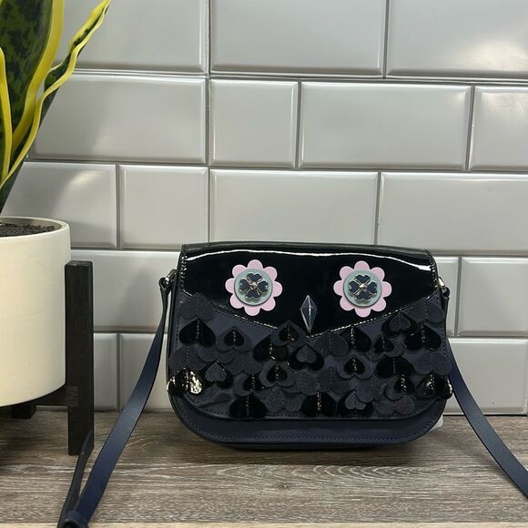 4338 Kate Spade Bags Kate Spade Zibbi Medium Flap Shoulder Bag Navy - Picture 1 of 10